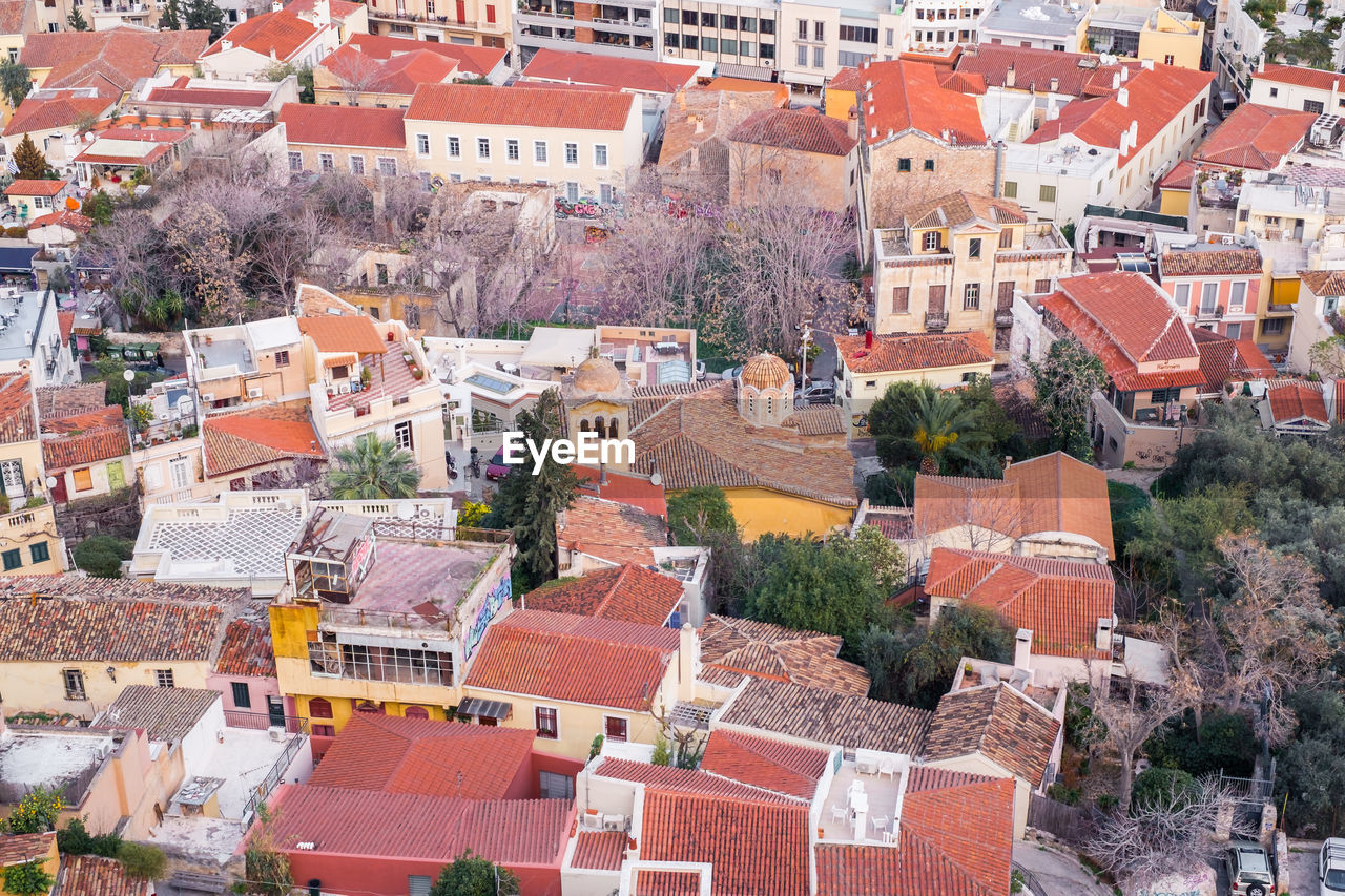 Athens, greece - february 13, 2020. aerial view over the athens city, taken from acropolis