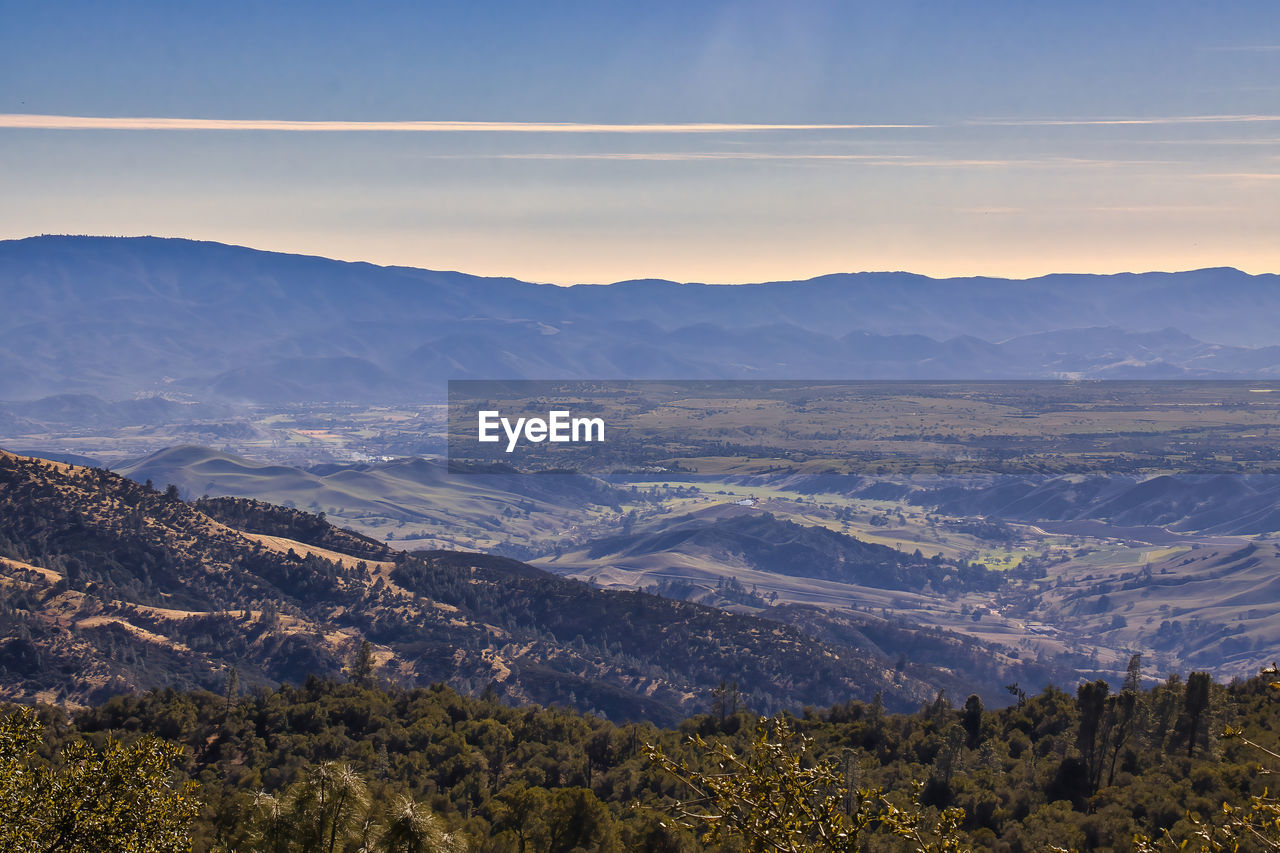 AERIAL VIEW OF LANDSCAPE AND MOUNTAINS AGAINST SKY