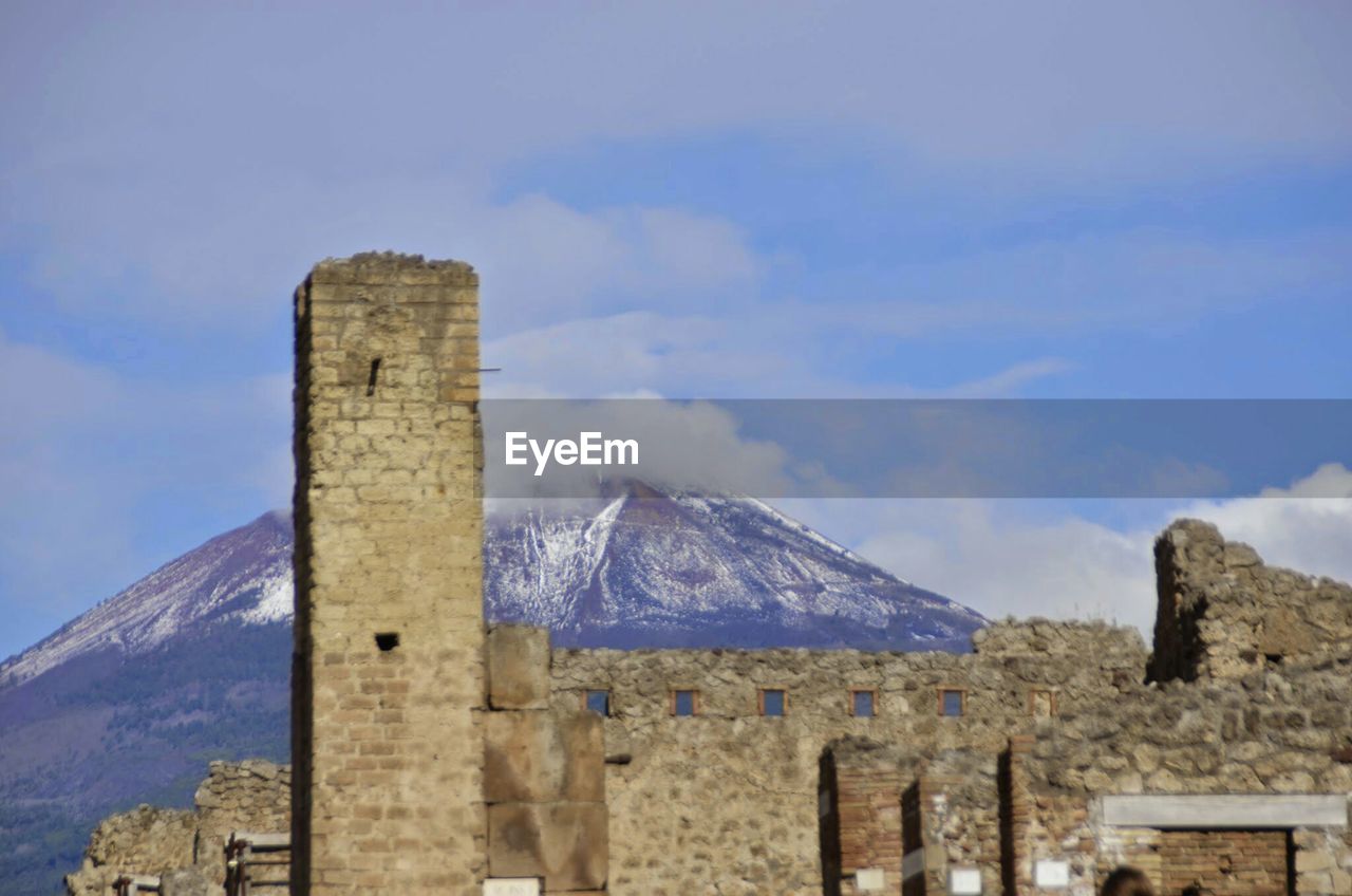 Old ruins with mountain on background