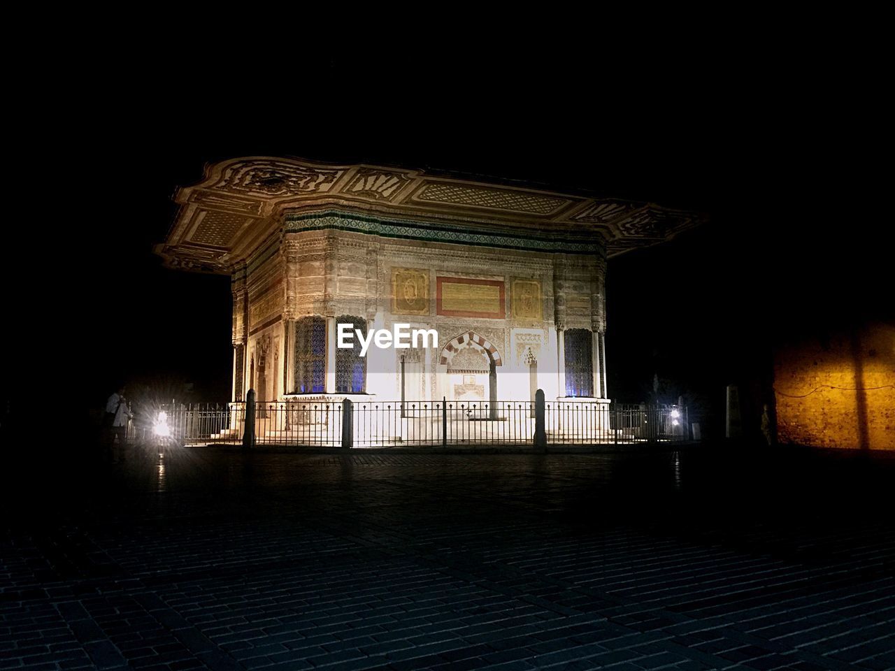 Illuminated historic building at night