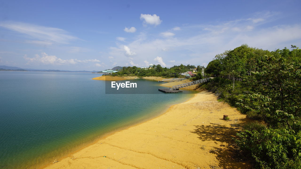 Scenic view of beach against sky