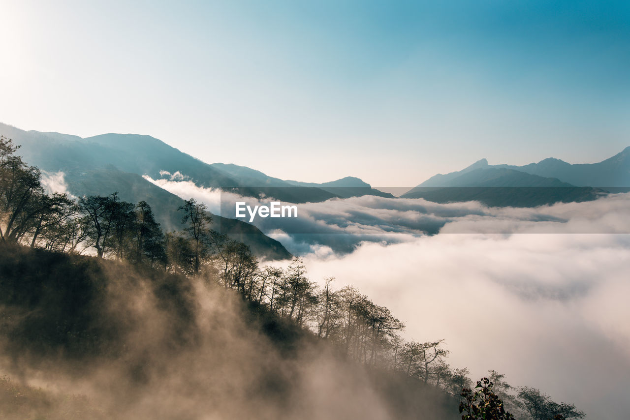 Scenic view of mountains against sky