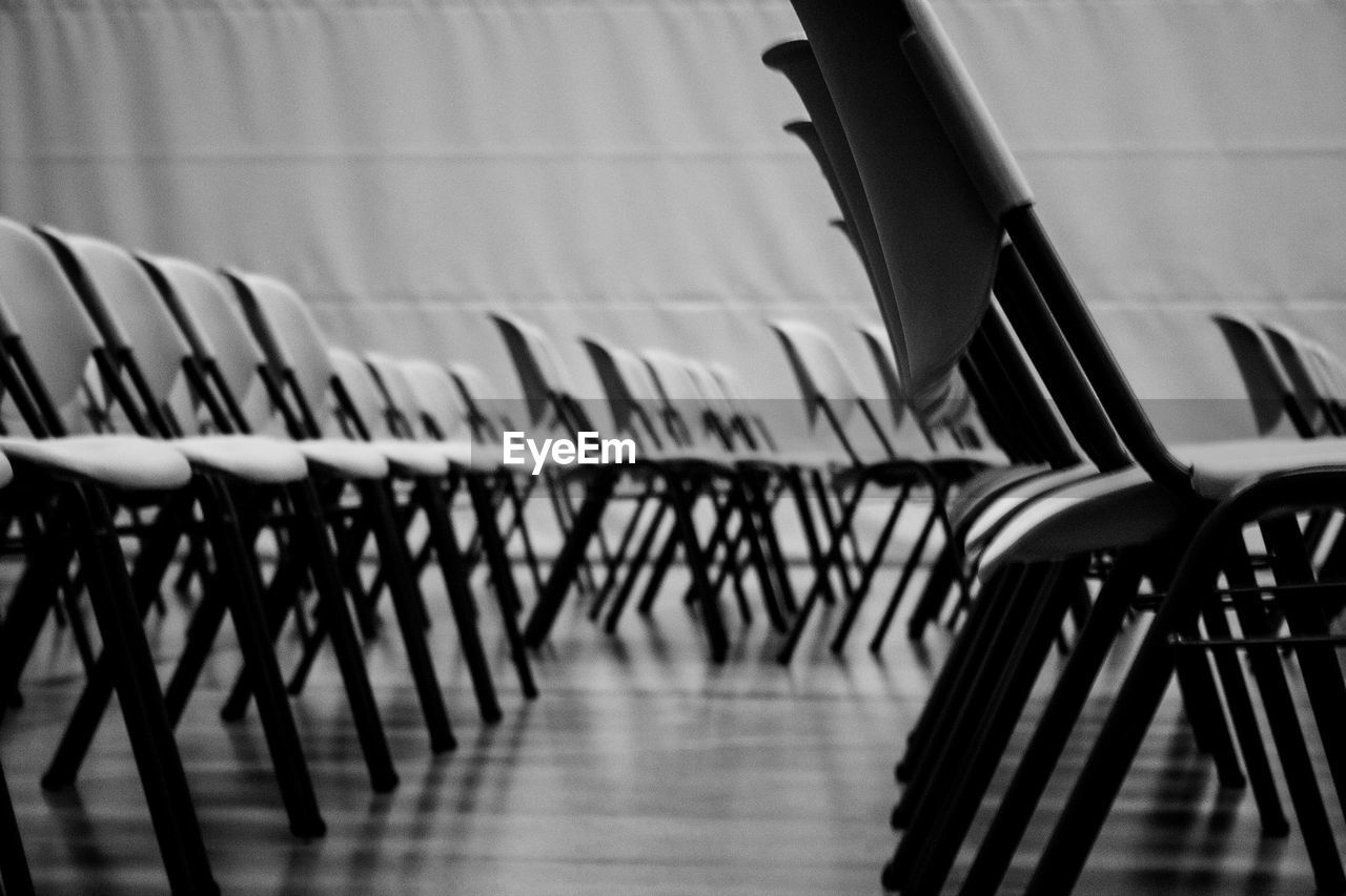 Empty chairs at seminar hall