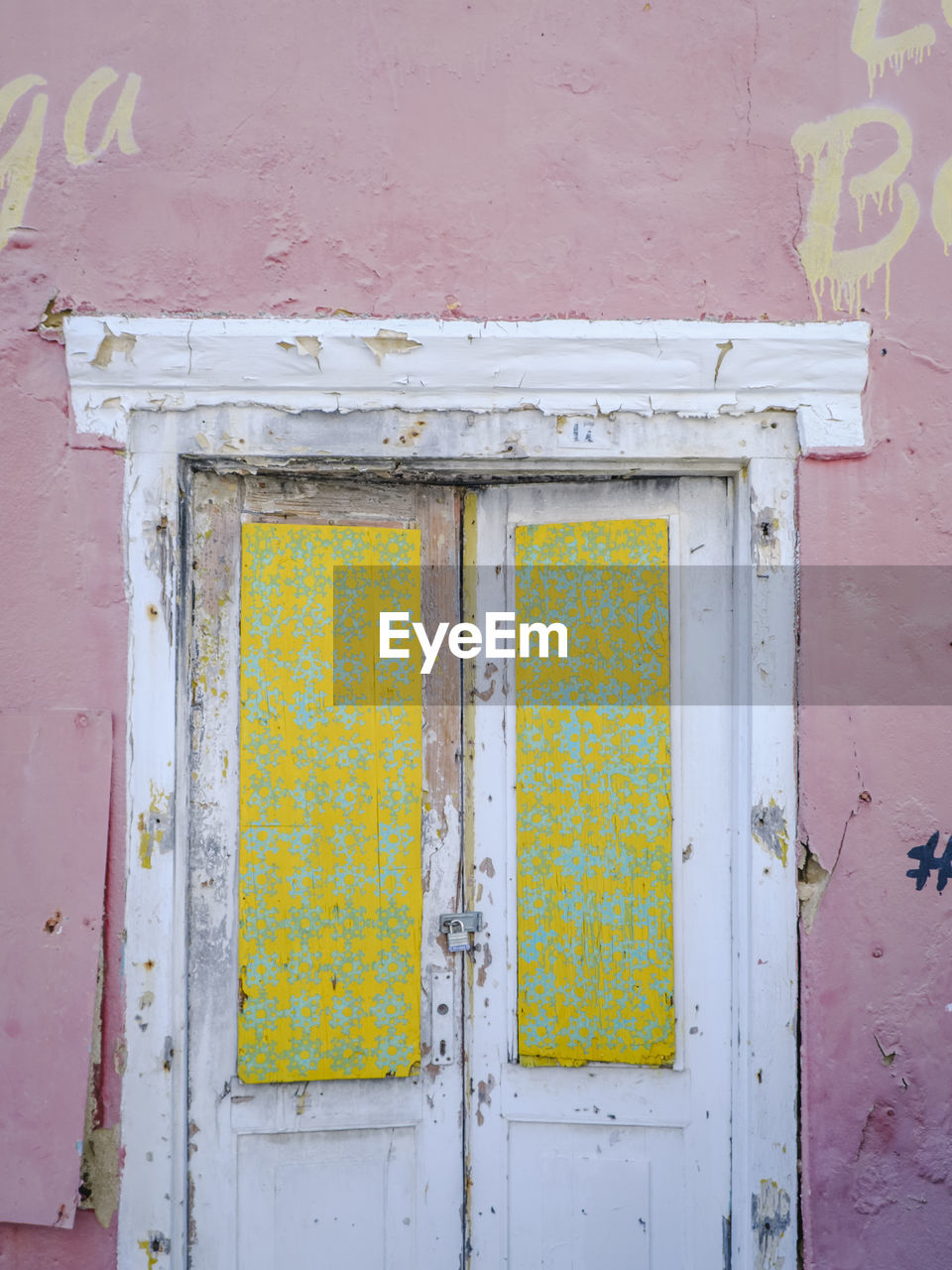 Closed door of old building