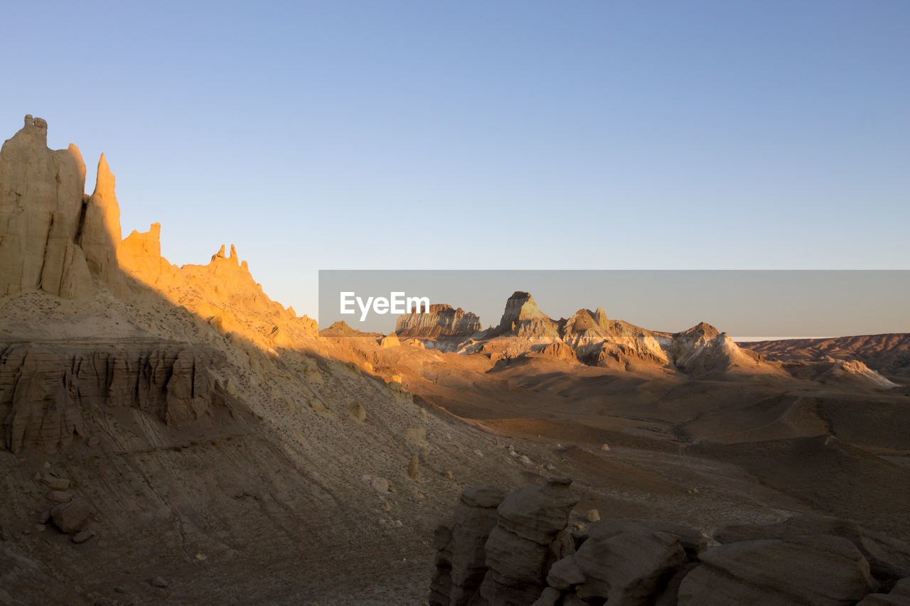 scenic view of mountains against clear sky