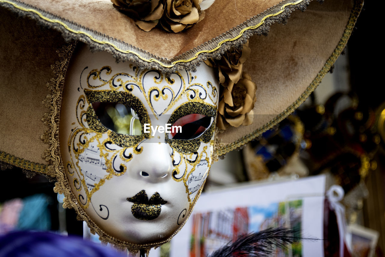 close-up portrait of woman wearing mask