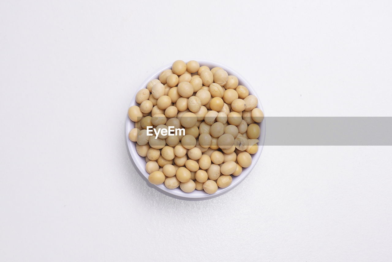 High angle view of eggs on white background