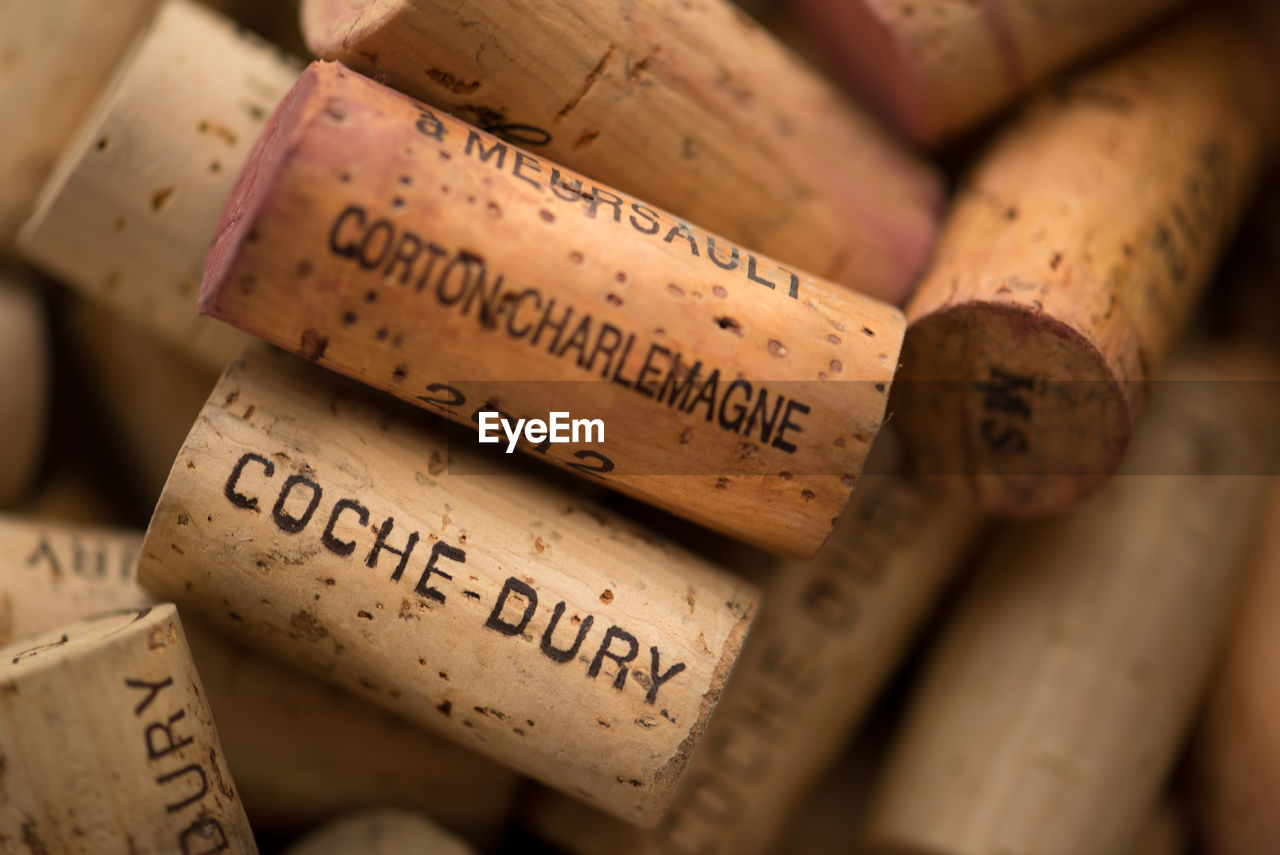 Close-up of corks