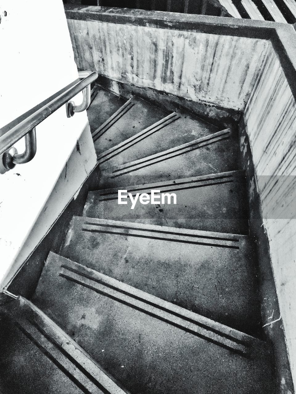 High angle view of staircase in building