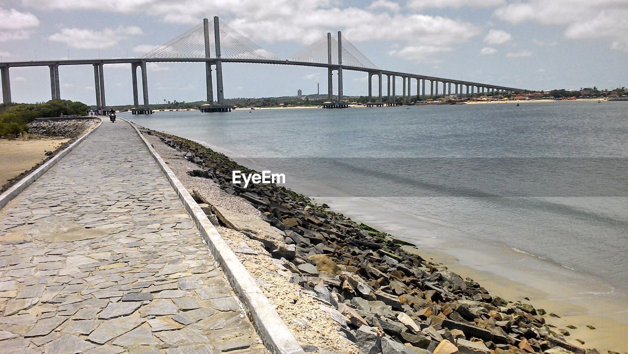 View of suspension bridge against sky