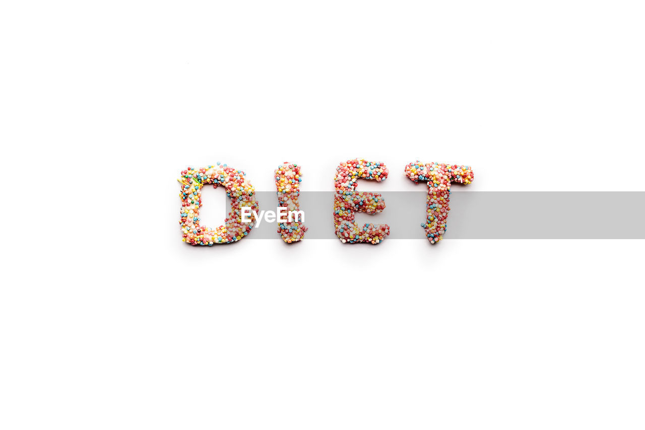 Diet word displayed on white background