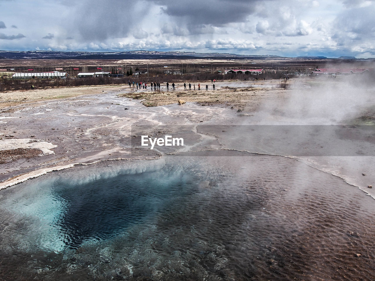 Scenic view of steam over landscape