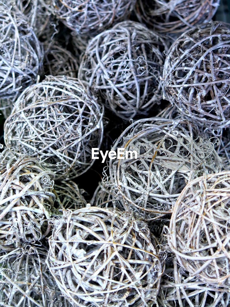 Full frame shot of metal wire balls
