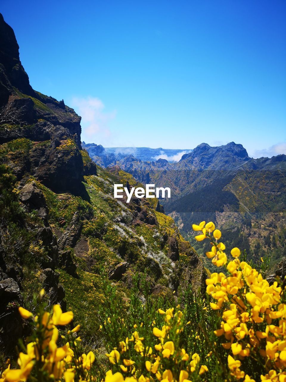 Scenic view of mountains against clear sky