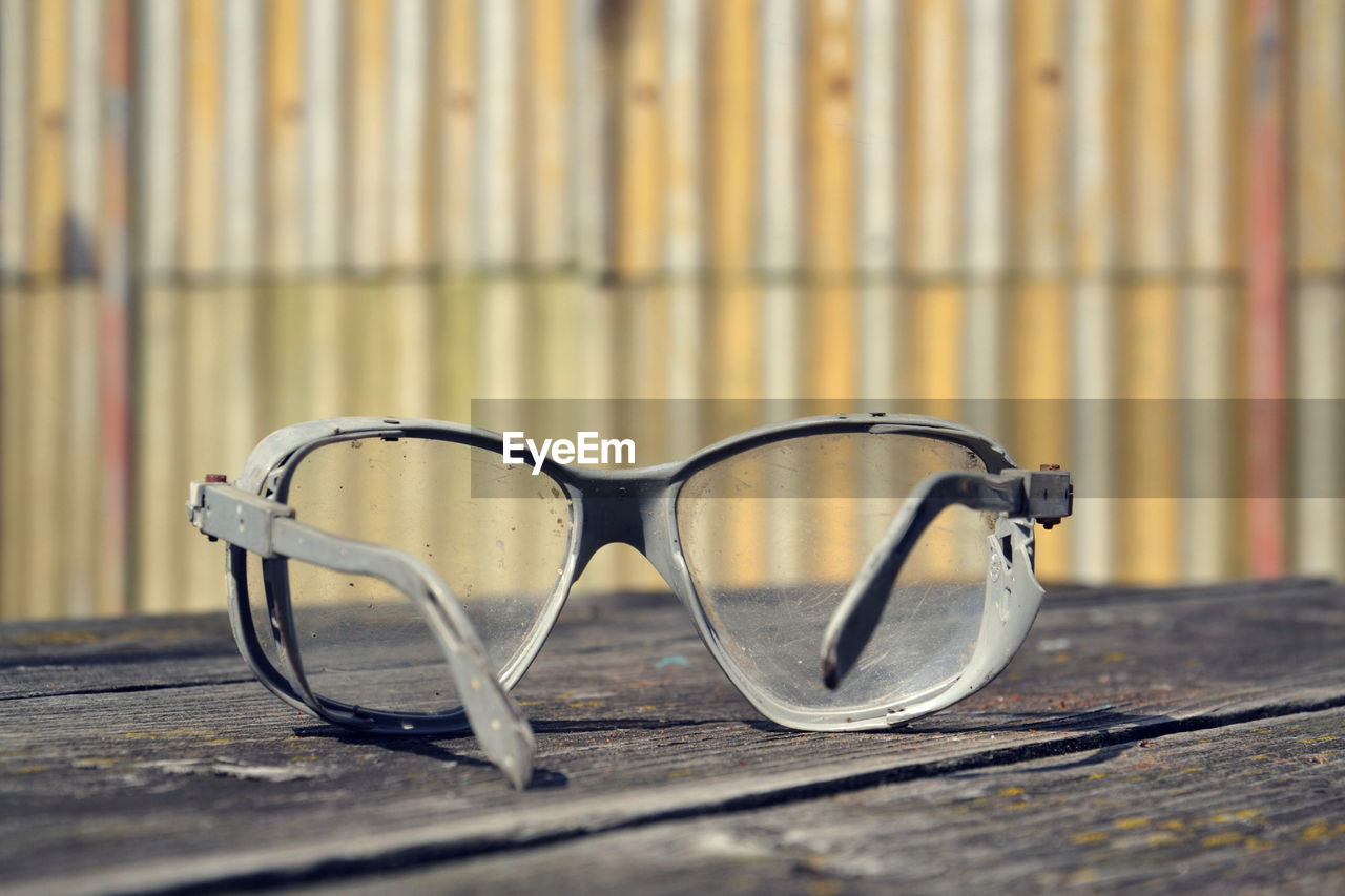 Close-up of eyeglasses on table