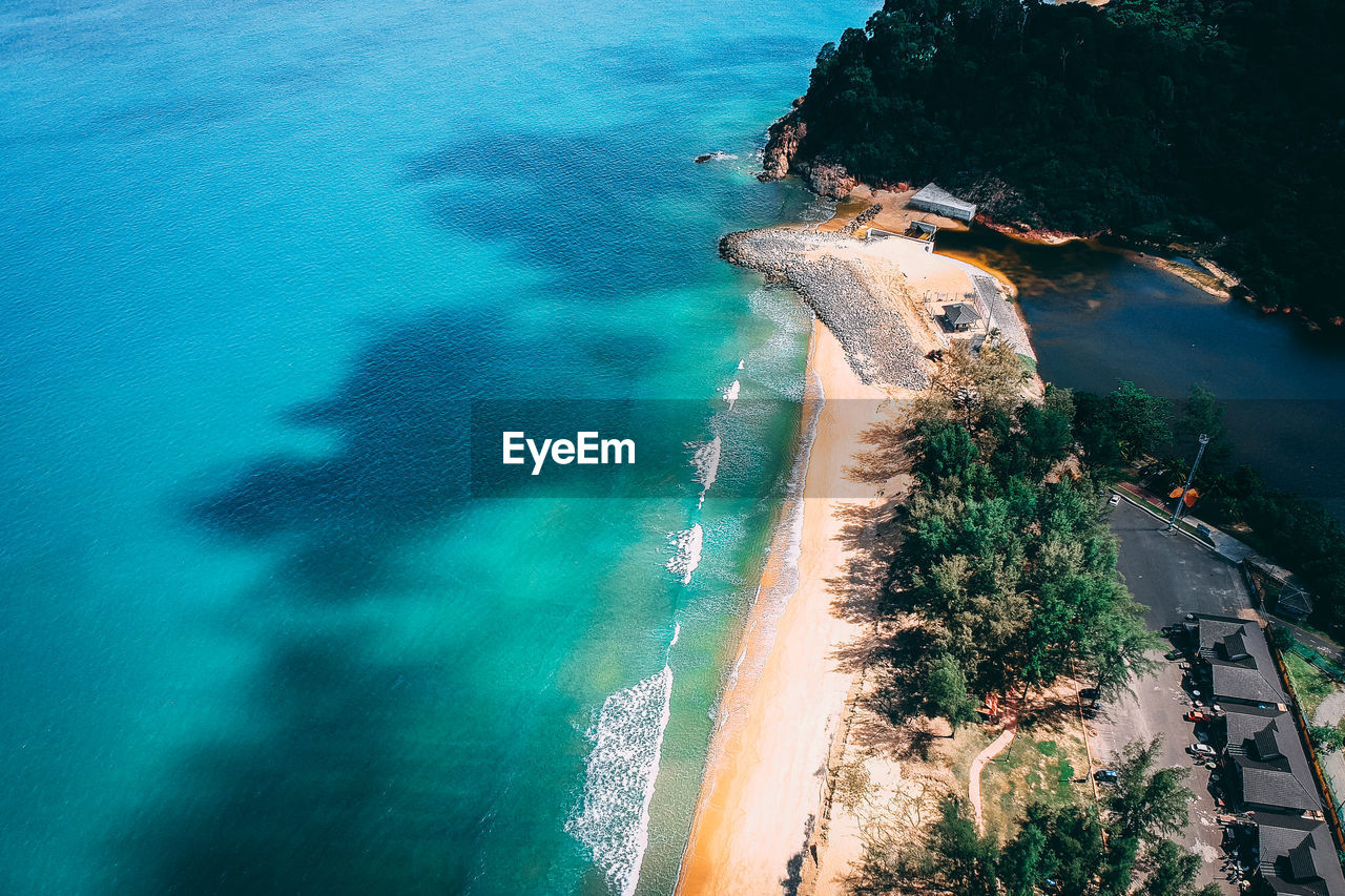 High angle view of beach