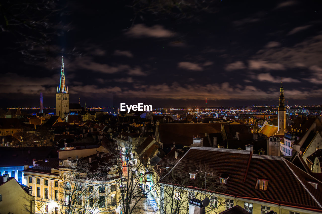 View to the european city tallinn after sunset, travel outdoor background. high quality photo