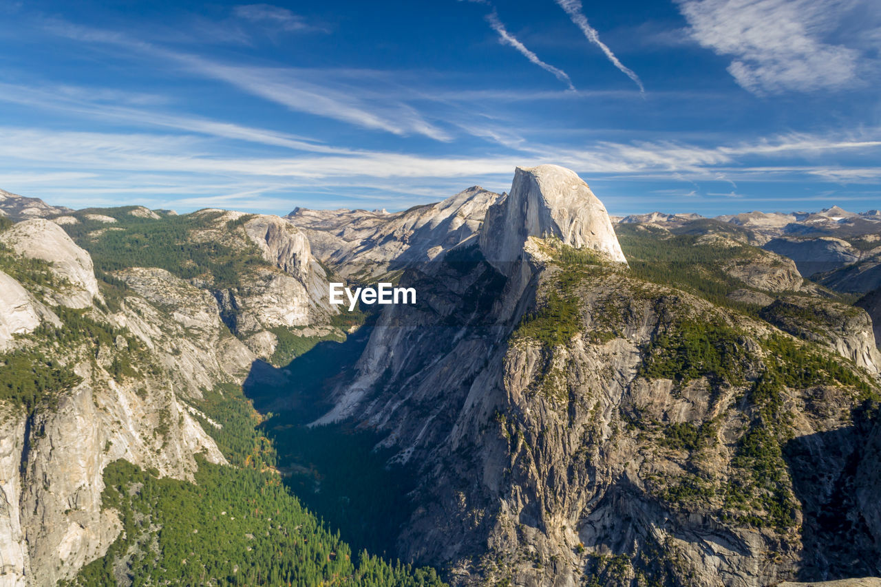 Half dome, granite rock and mountain at the eastern end of yosemite valley in yosemite national park