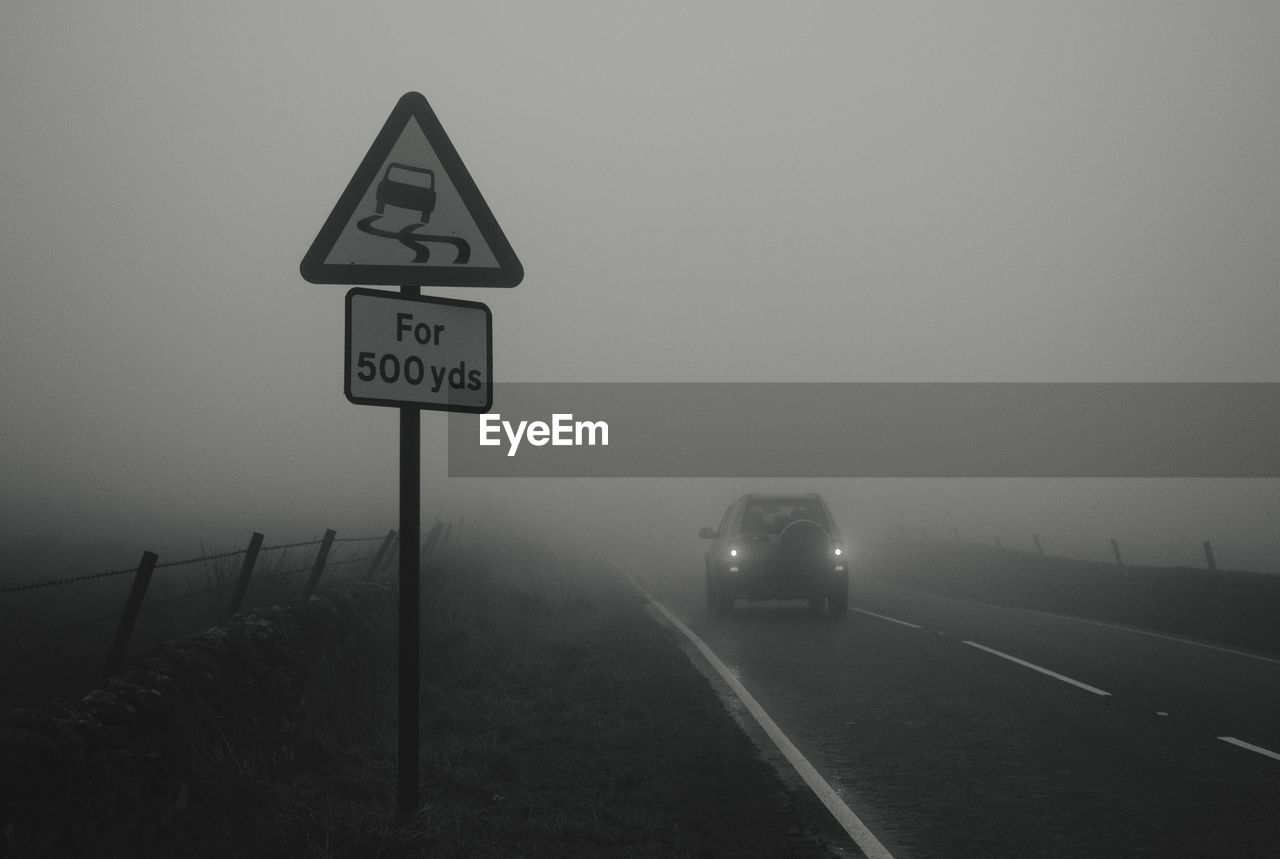 Road signs in fog