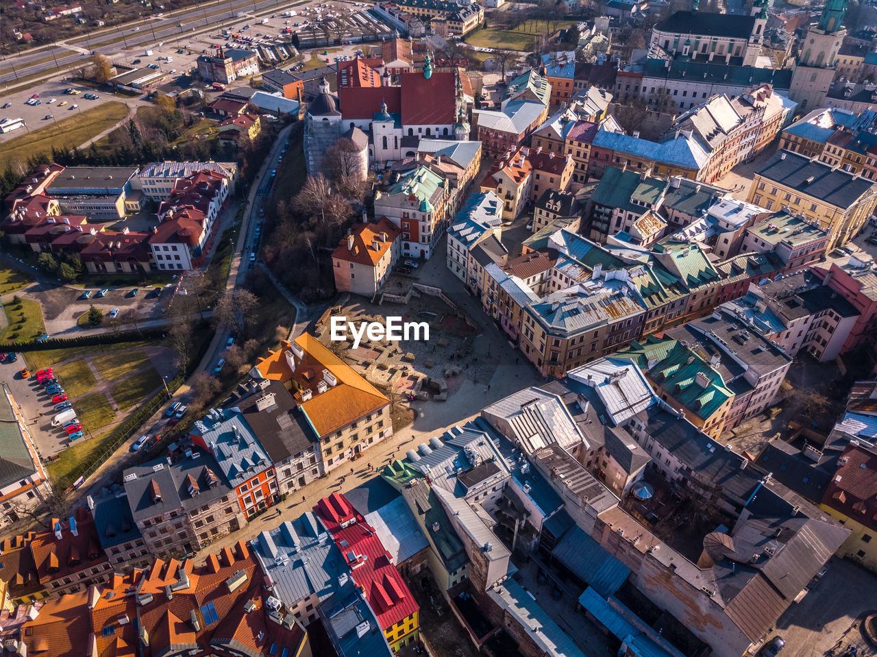 High angle view of cityscape