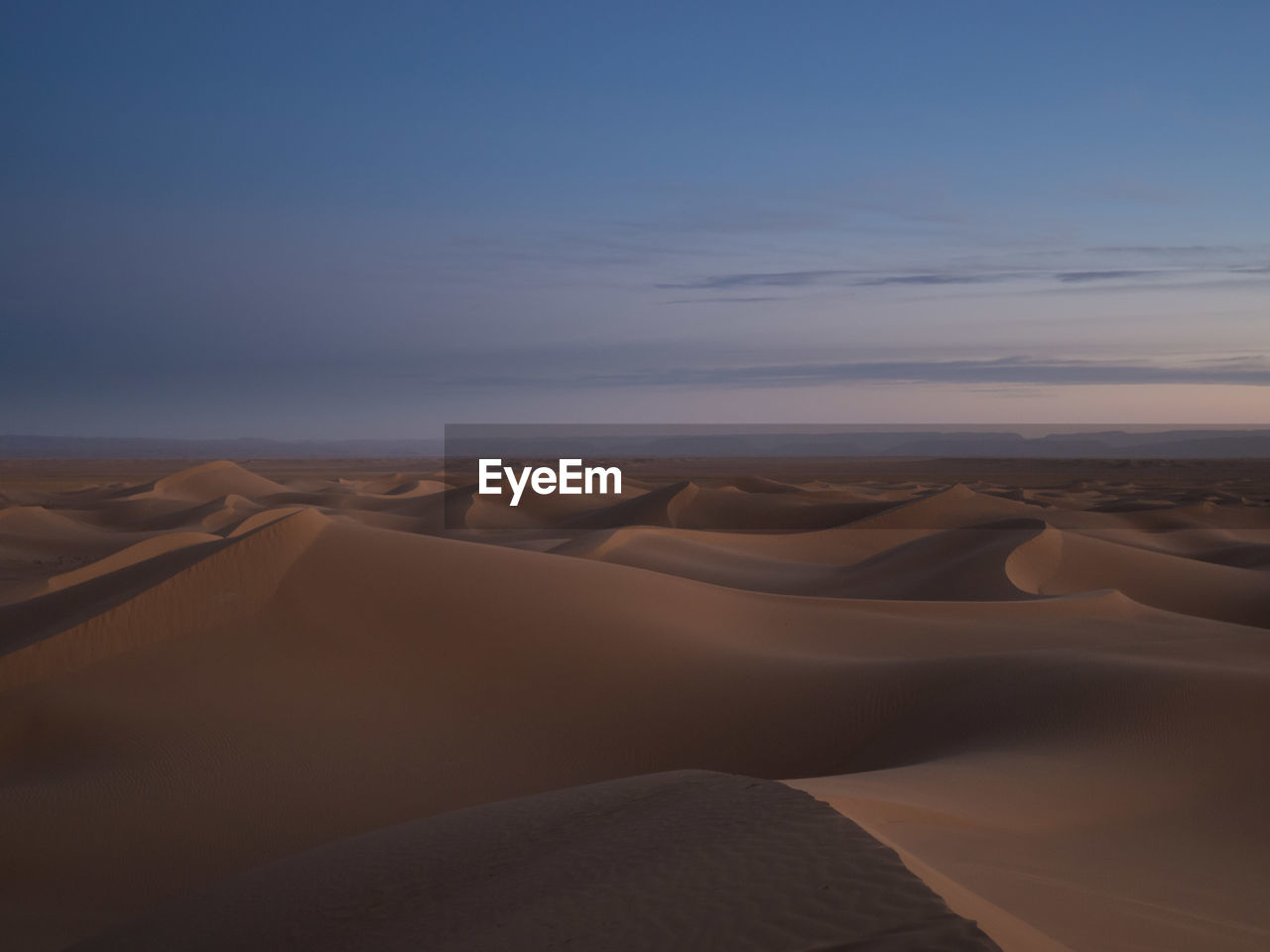 Sand dunes in desert against sky