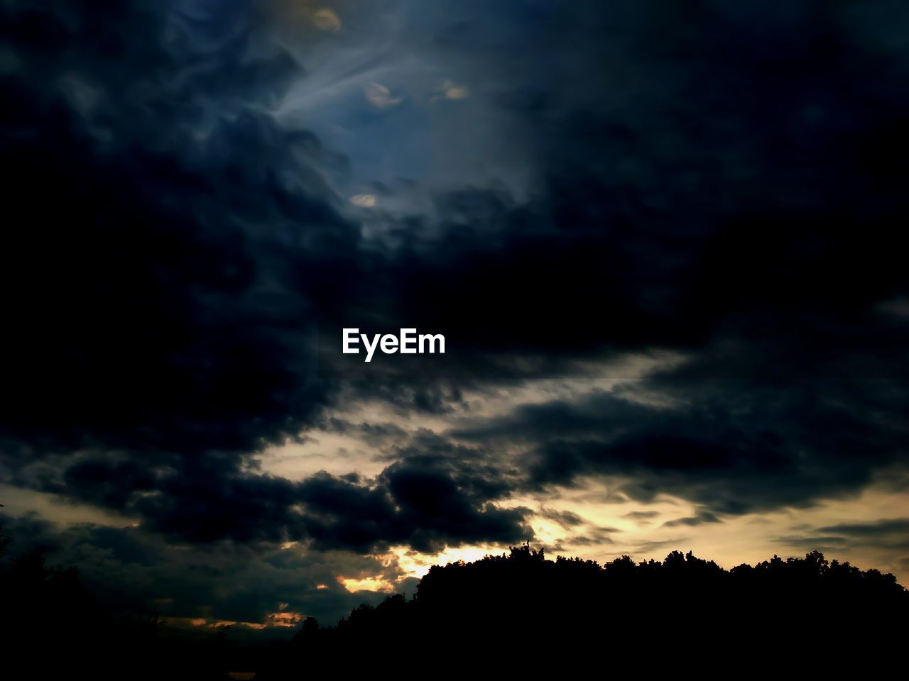 Silhouette of tree against cloudy sky