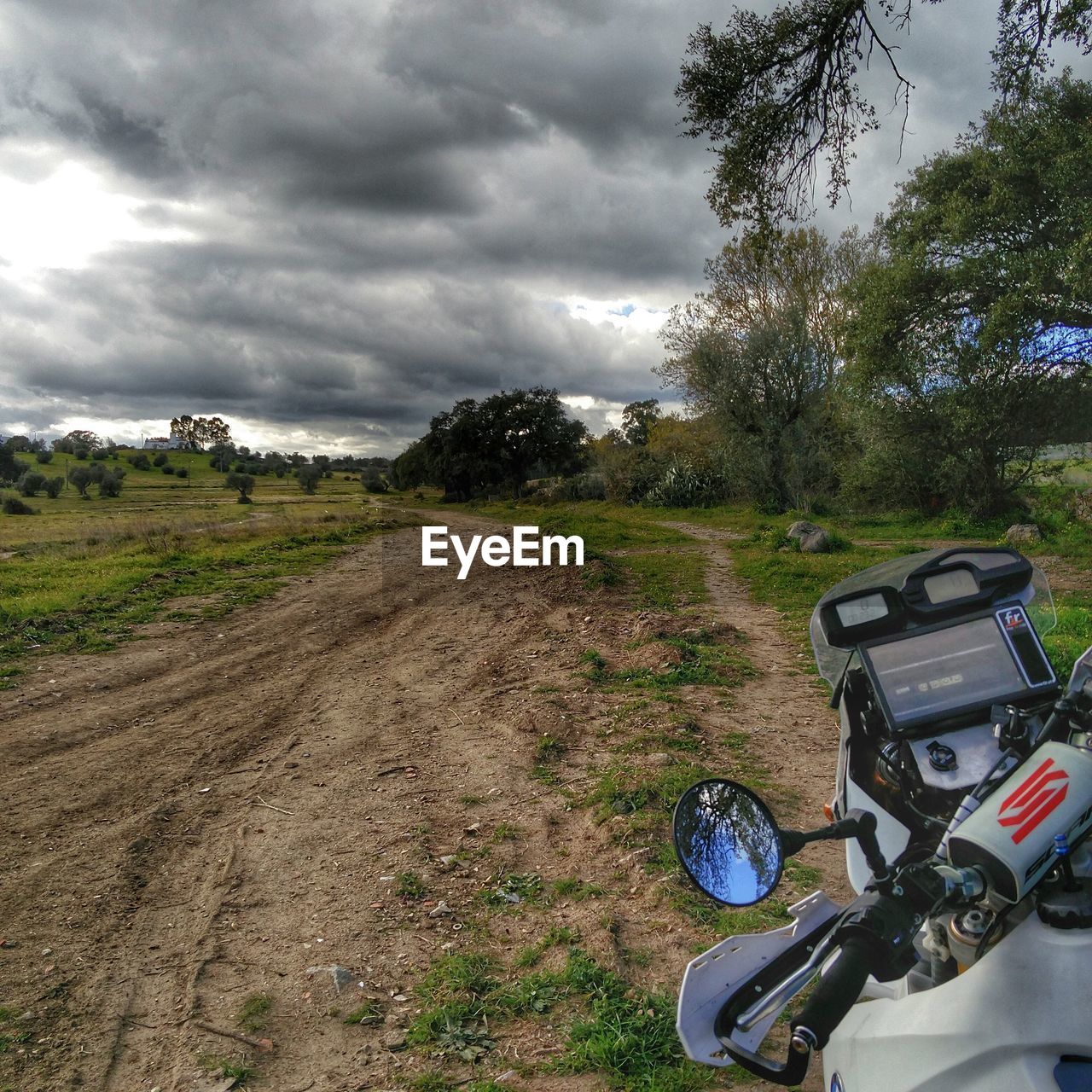 VIEW OF TREES ON FIELD AGAINST CLOUDY SKY