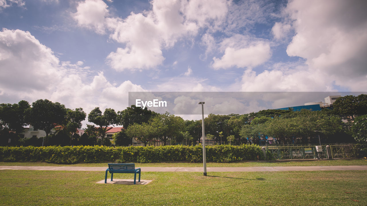 Empty bench in park