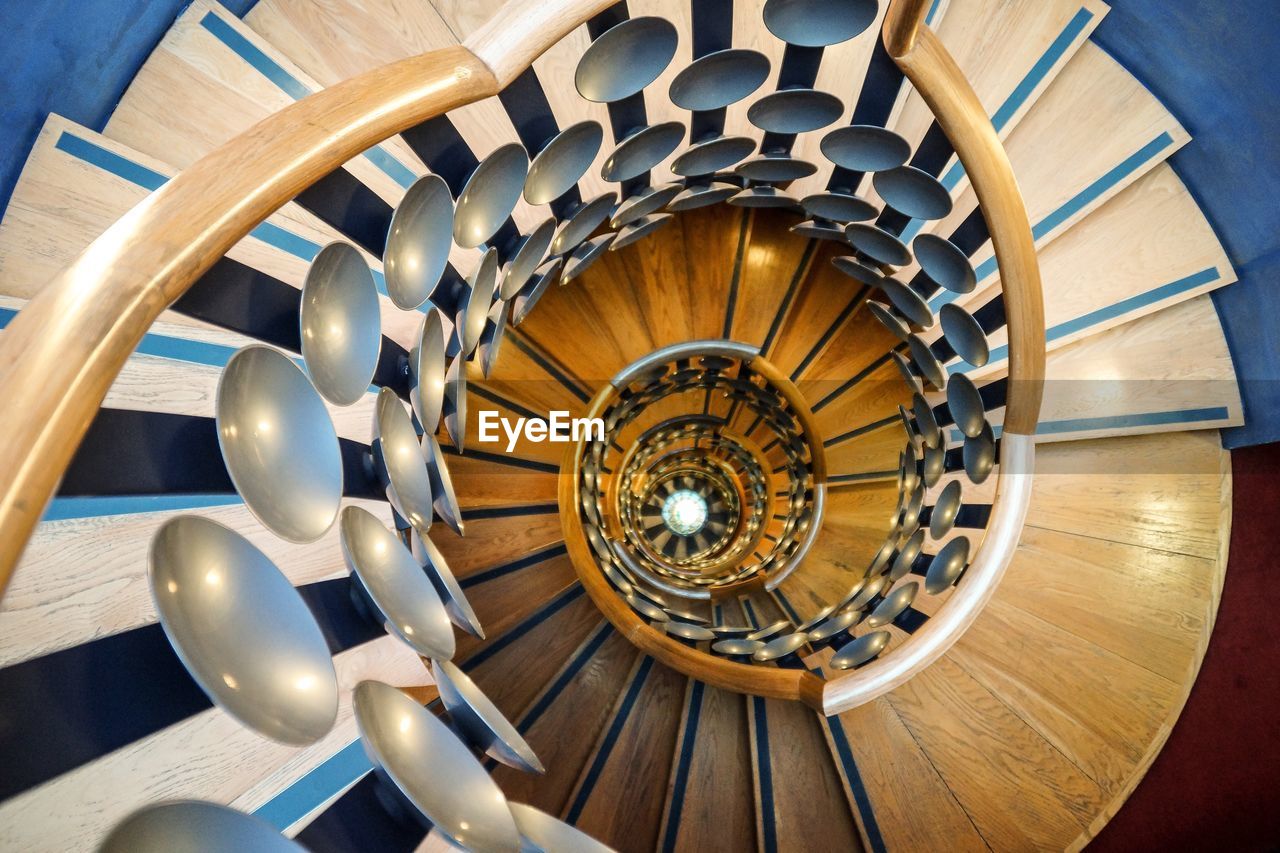 Directly below shot of spiral staircase