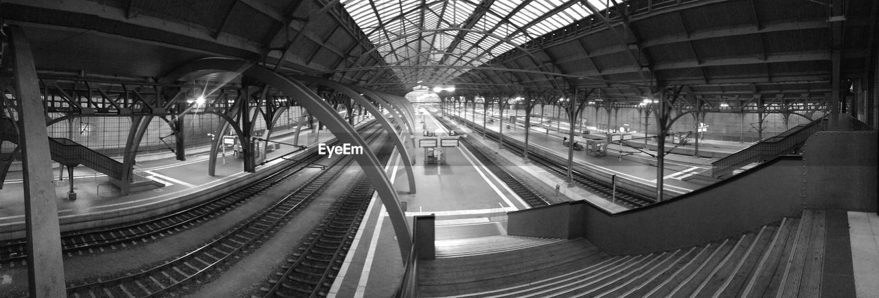 Panoramic view of railroad station platform