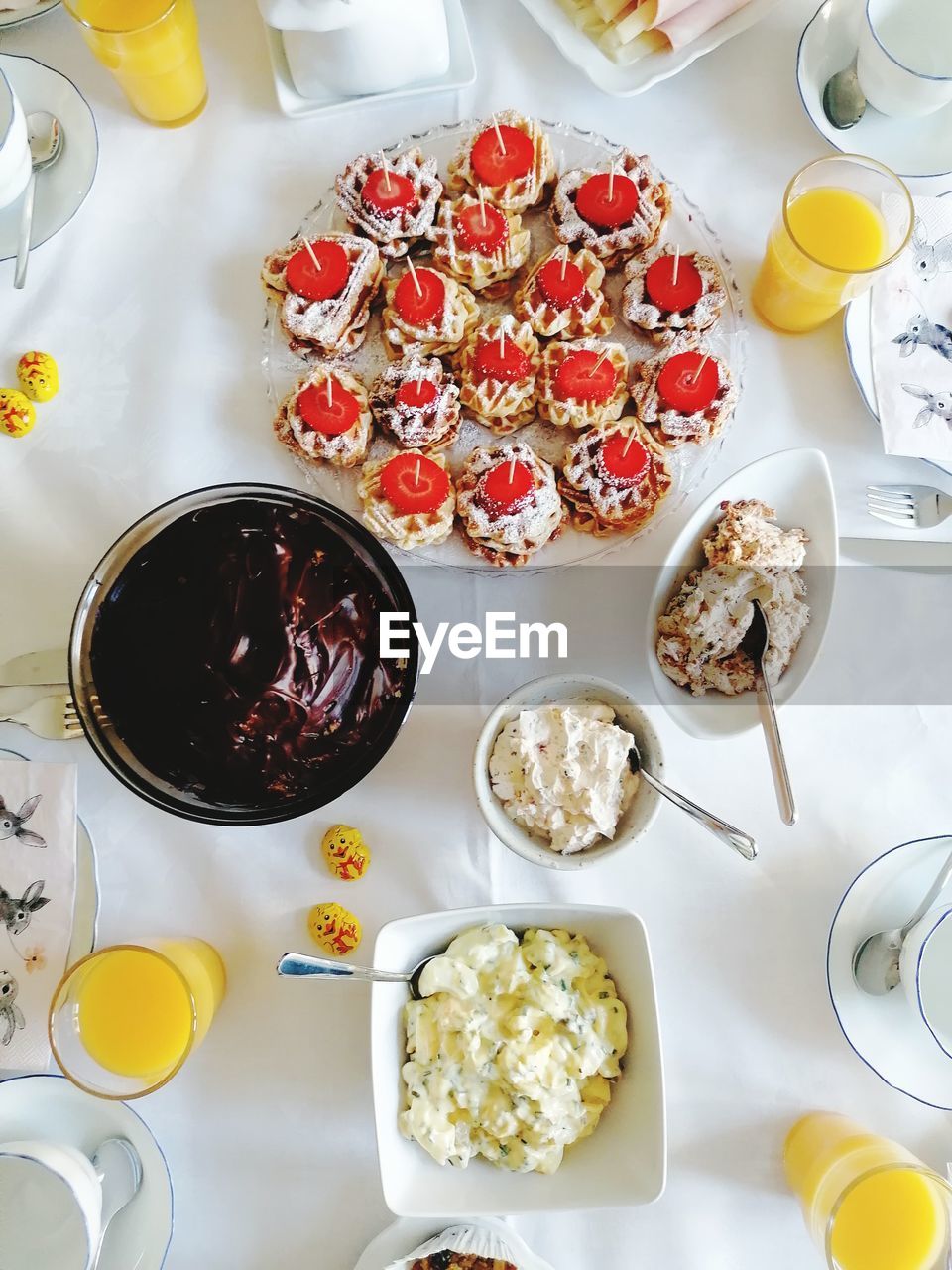 High angle view of food on table