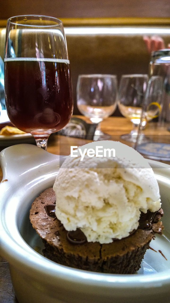 Close-up of ice cream in bowl