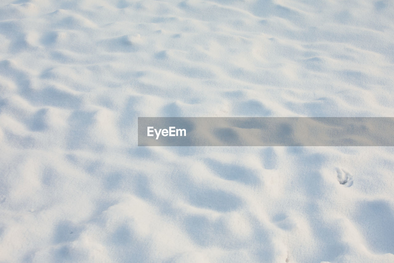HIGH ANGLE VIEW OF SNOW COVERED LAND