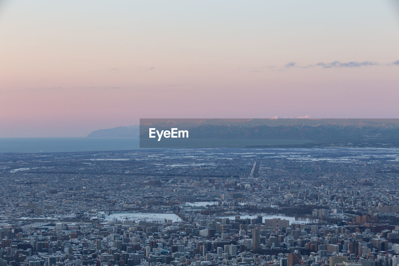 High angle view of city in japan