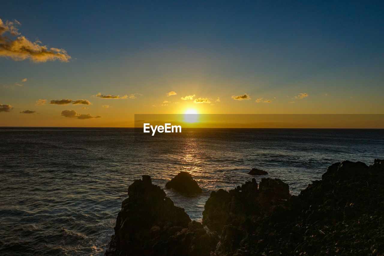 Scenic view of sea against sky during sunset