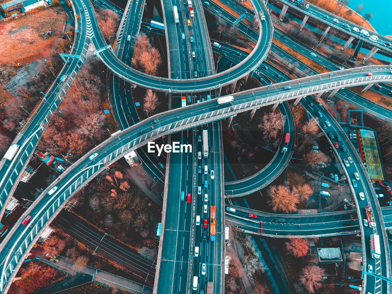 High angle view of elevated road