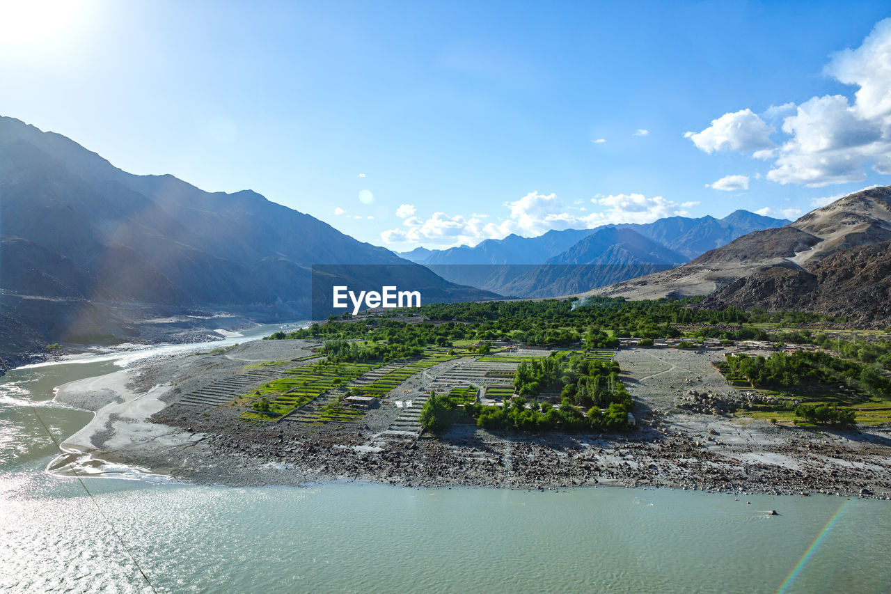 SCENIC VIEW OF LANDSCAPE AND MOUNTAINS AGAINST SKY