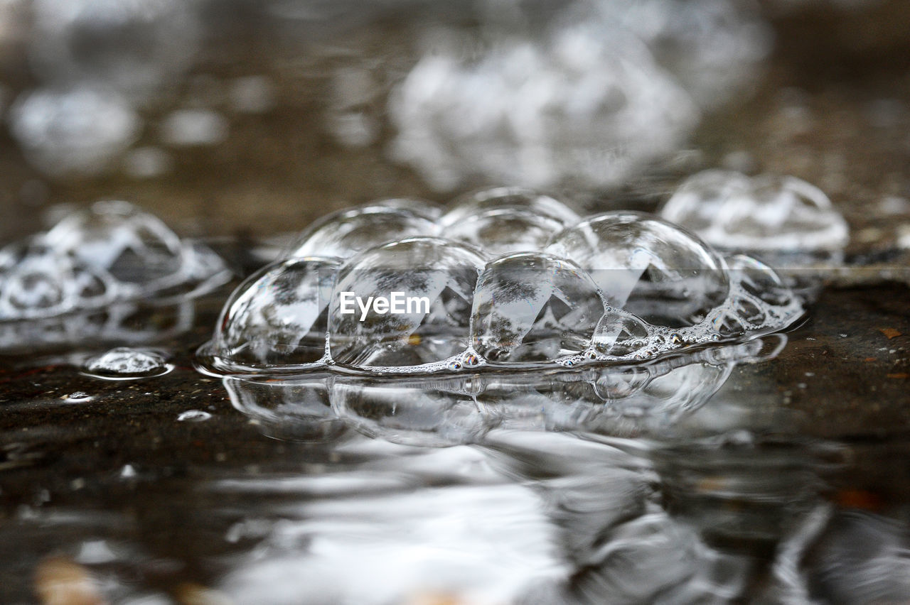 Close up of bubbles on water surface