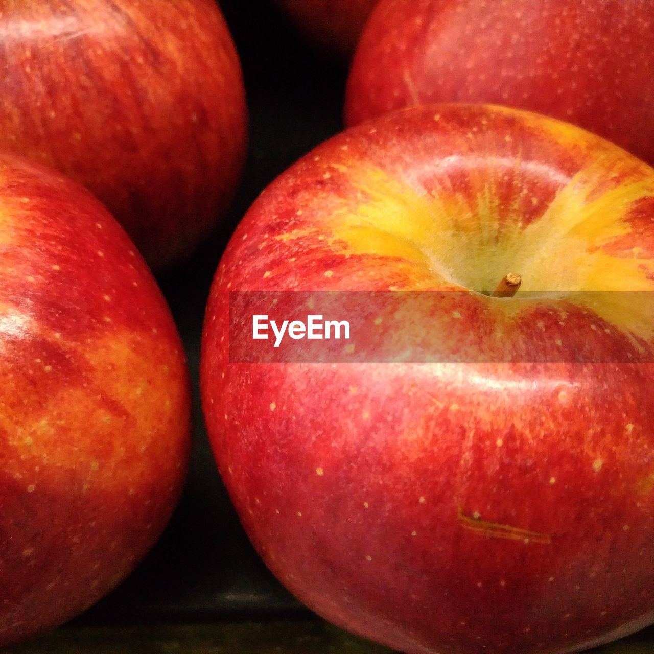 CLOSE-UP OF APPLES ON RED