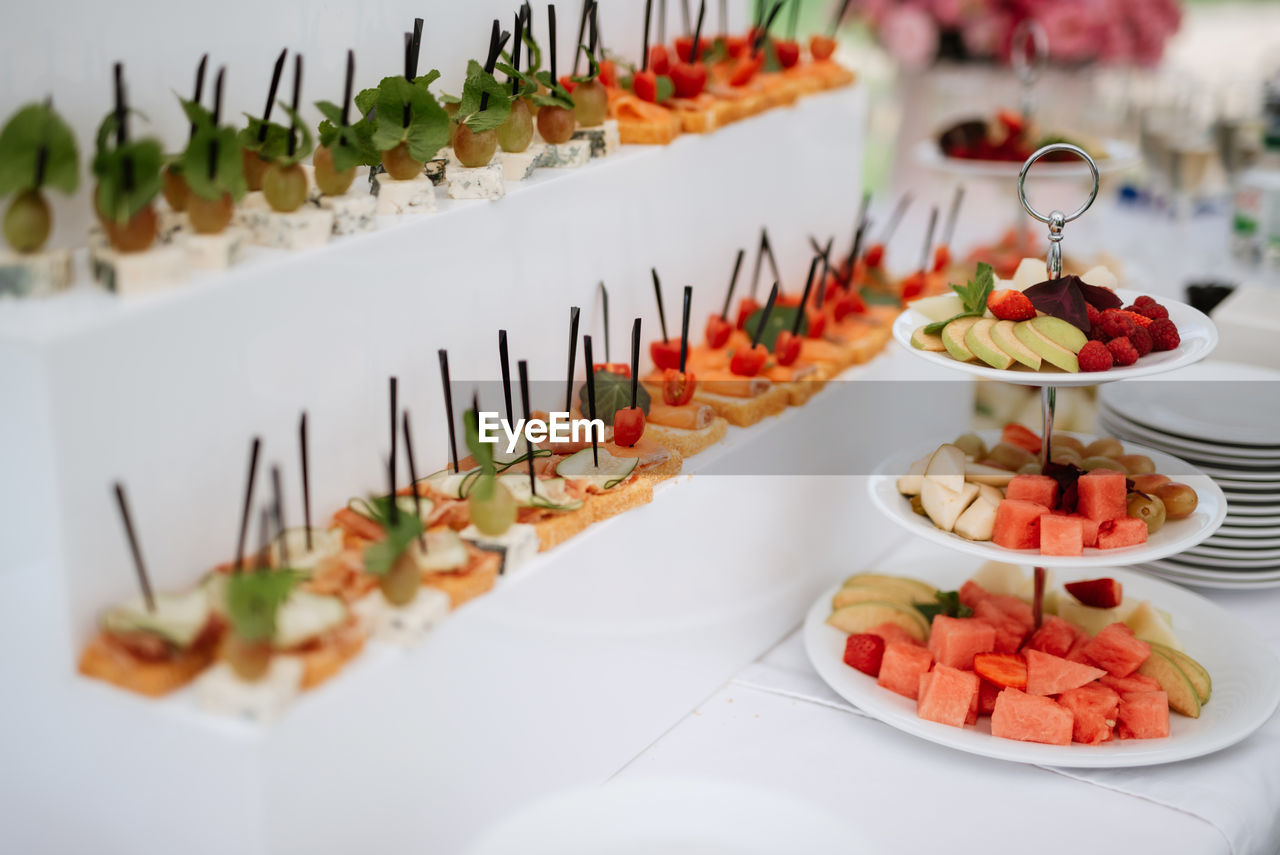 high angle view of food on table