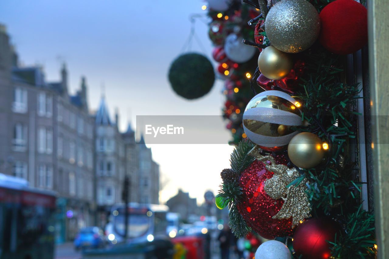 low angle view of illuminated christmas tree