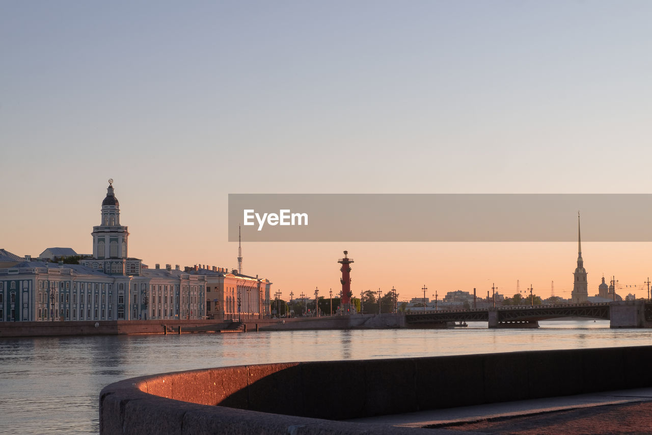 VIEW OF BUILDINGS AGAINST SKY AT SUNSET