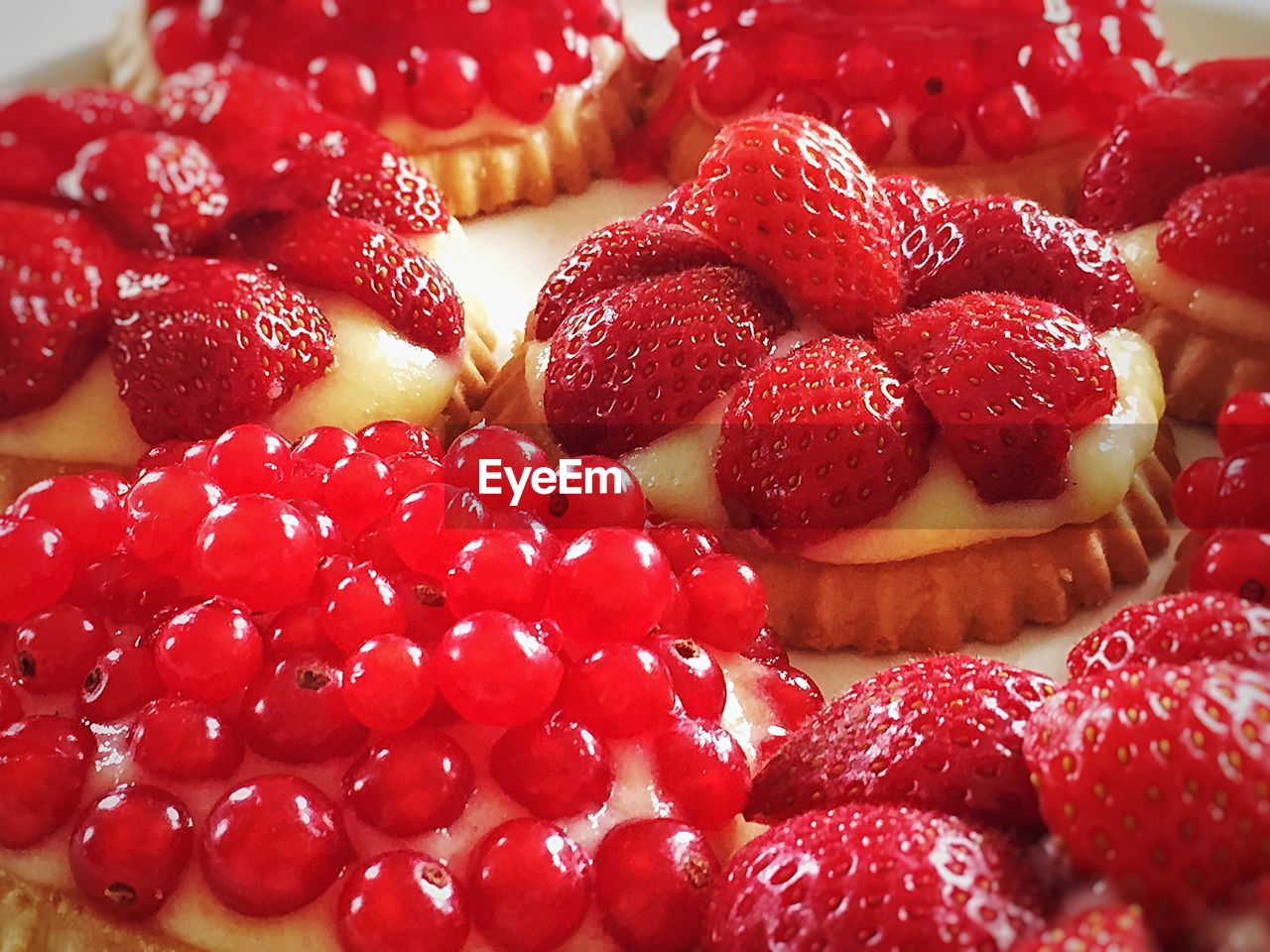 Strawberry tart served on table