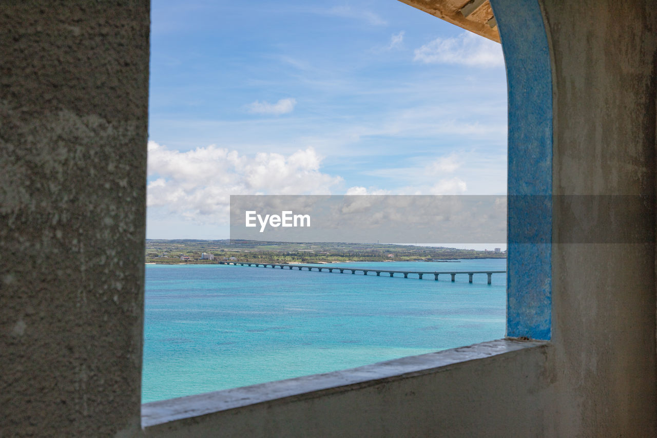 Sea seen through window