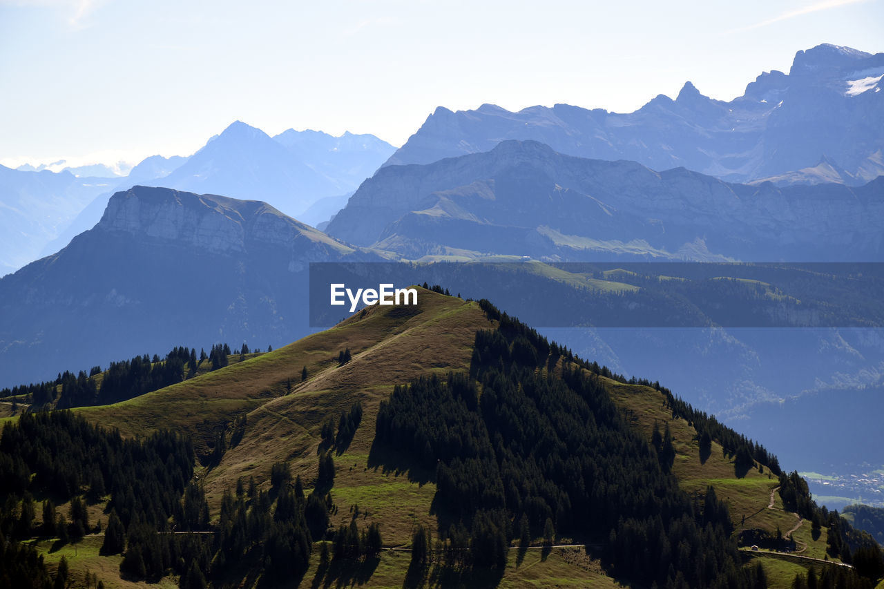 Scenic view of mountains against sky