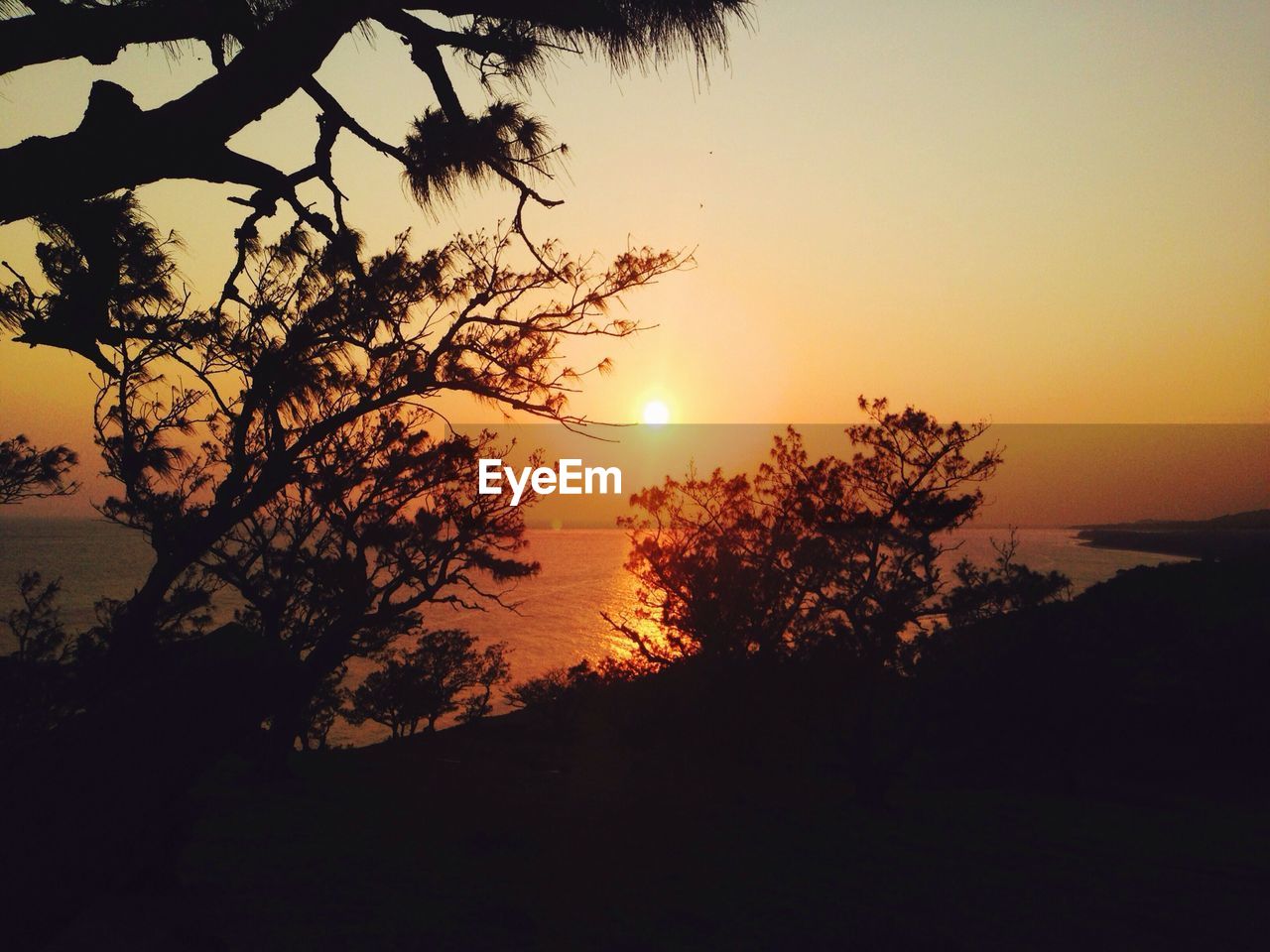 Scenic view of sea against sky at sunset