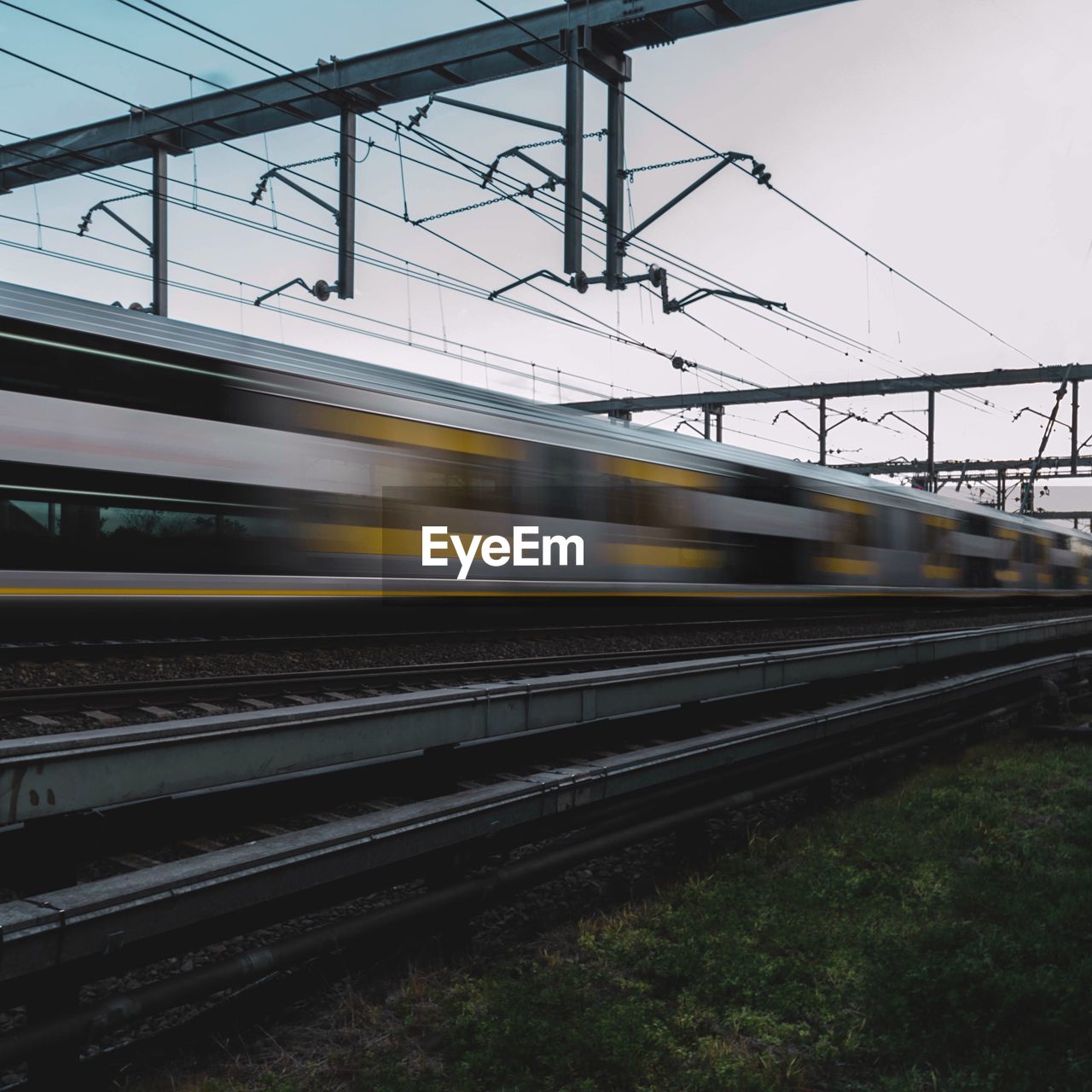 Blurred motion of train against sky