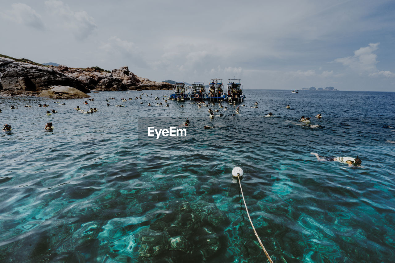 View of people scuba diving at pulau redang, terengganu