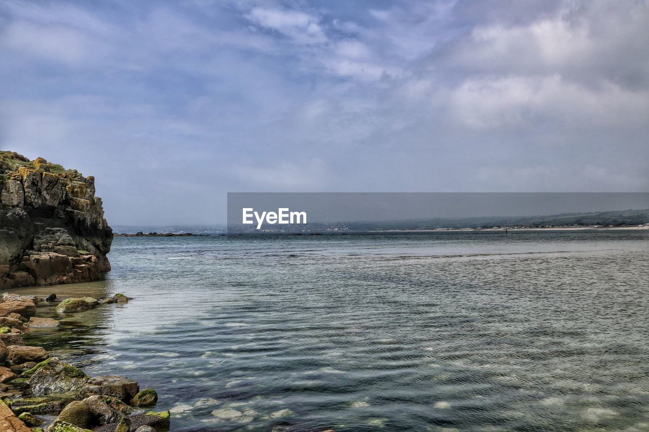 Scenic view of sea against cloudy sky