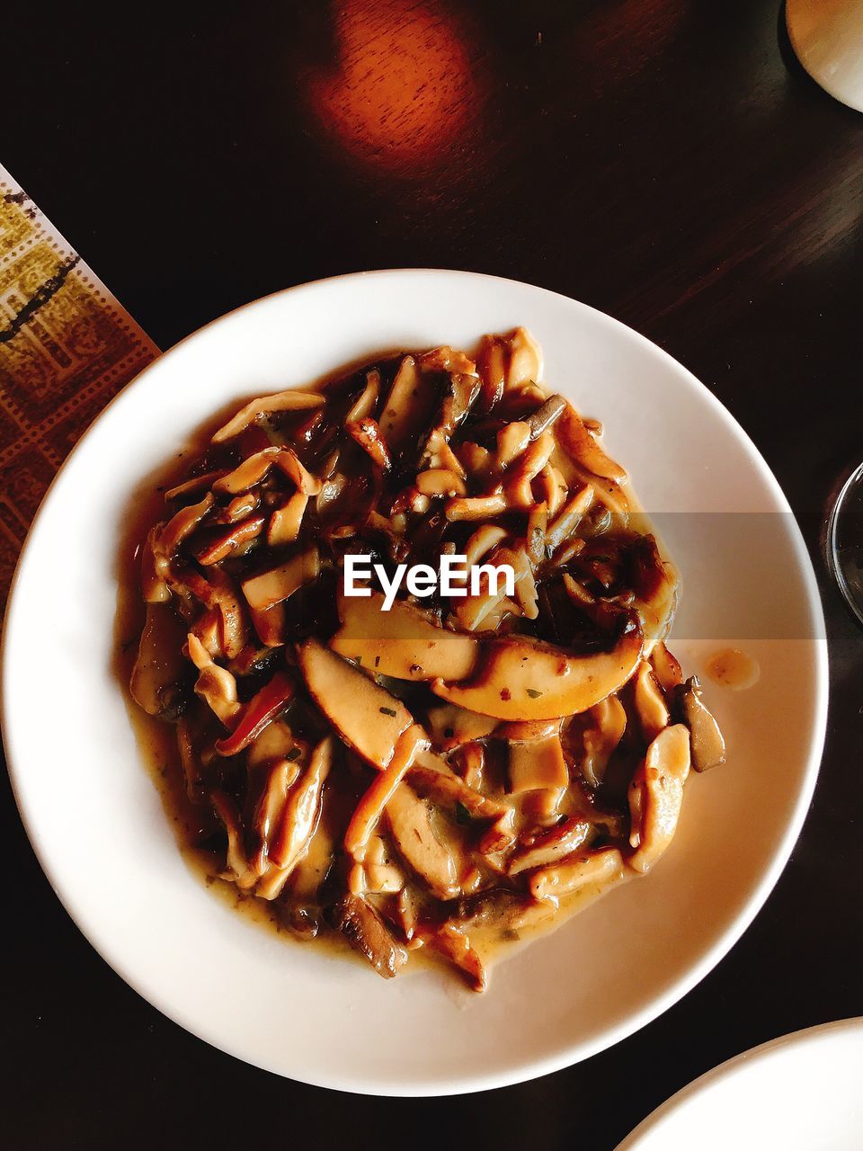 Directly above shot of food in plate on table